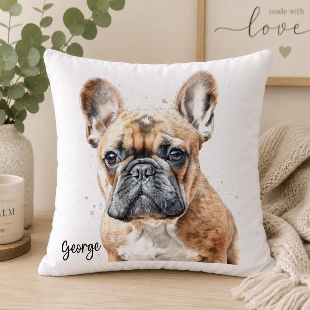 French Bulldog Personalised Velvet Cushion - Dog Lover Gift - image 1