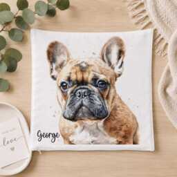 French Bulldog Personalised Velvet Cushion - Dog Lover Gift - thumbnail 3