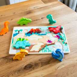 Personalised Dinosaur Wooden Puzzle Toddler 1st Birthday Gift - Lc1024 - thumbnail 1
