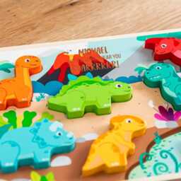 Personalised Dinosaur Wooden Puzzle Toddler 1st Birthday Gift - Lc1024 - thumbnail 3