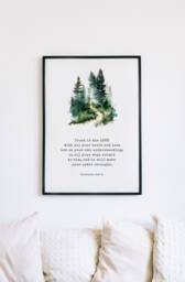 Proverbs 35-6 Trust in The Lord With All Your Heart Christian Art Print, Gifts, Religious Home Prints Faith Wall - thumbnail 1
