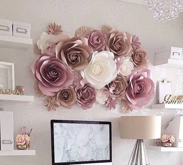 Large Paper Flower Wall Decor - Girl Nursery Decoration Baby Shower - image 1