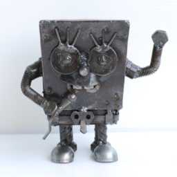 Robot Scrap Metal Sculpture, Handmade Recycled Steel Art, Unique Valentine Gift For Him - thumbnail 2