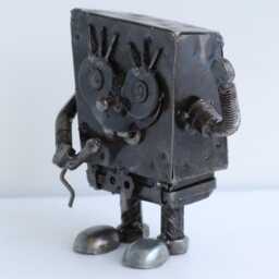Robot Scrap Metal Sculpture, Handmade Recycled Steel Art, Unique Valentine Gift For Him - thumbnail 3