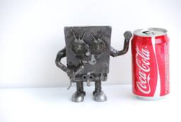Robot Scrap Metal Sculpture, Handmade Recycled Steel Art, Unique Valentine Gift For Him - thumbnail 1