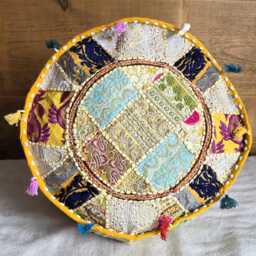 Ethnic Pouf Cover. Patchwork Foot Stool. Indian Home Deco - thumbnail 2