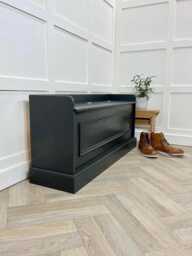 Hallway Storage Bench Seat, Bead Trim, Solid Wood, Custom Paint Colour, 1220mm Long - thumbnail 1