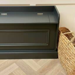 Hallway Storage Bench Seat, Bead Trim, Solid Wood, Custom Paint Colour, 1220mm Long - thumbnail 4