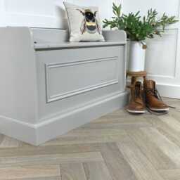Hallway Storage Bench Seat, Bead Trim, Solid Wood, Custom Paint Colour, 1220mm Long - thumbnail 2