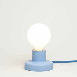 Handcrafted Concrete Table Lamp - Concretne Light Collection Blue Color