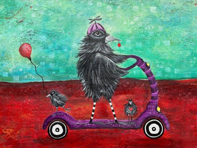 Crow Art Floorcloth Raven Floor Runners Washable Area Rug - image 1