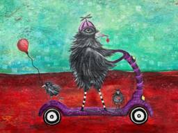Crow Art Floorcloth Raven Floor Runners Washable Area Rug - thumbnail 1