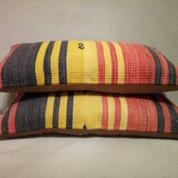 striped Lumbar Pillow 10x20 Inches Kilim Cover Home Decoration Pillow Turkish Lumbar Decorative Handmade - thumbnail 3