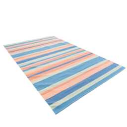 Handwoven Kilim Rug Custom Blue & Beige Runner, Modern Minimalist Decor - thumbnail 4