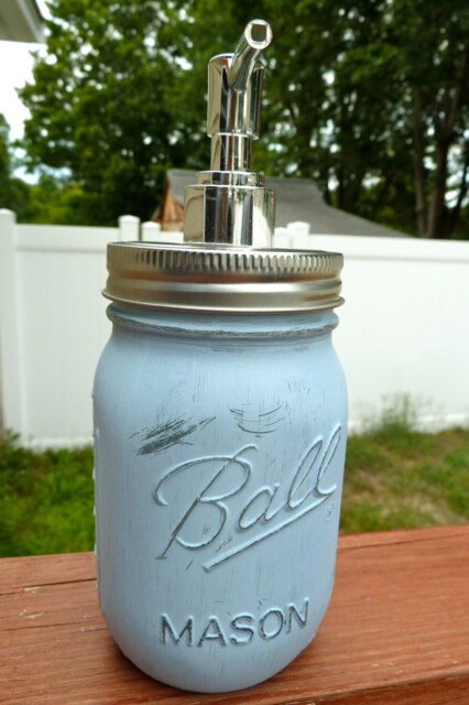 Mason Jar Soap Dispenser, Rustic Distressed Jar, Bathroom Decor, Housewarming Gift, Decor - image 1