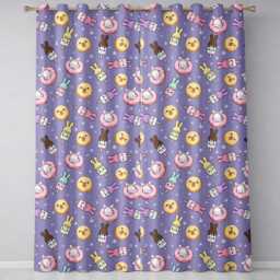 Cute Bunny Donut Ice Cream Kawaii Dessert Seamless Pattern Purple Background Readymade Eyelet Ring Top Thermal 100% Blackout Curtains - thumbnail 2