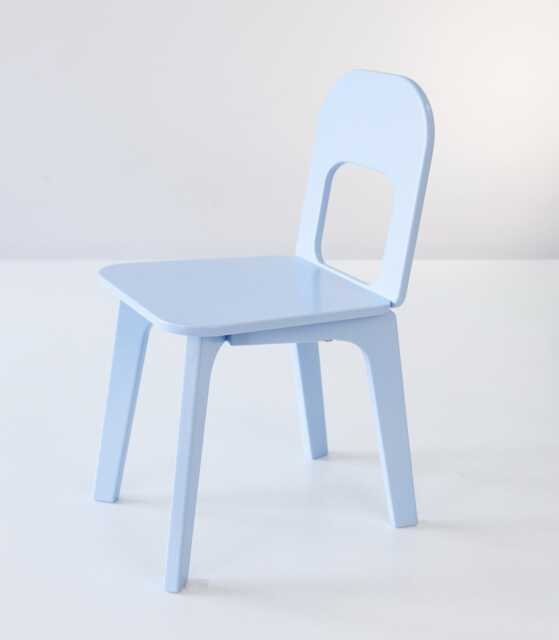 Toddler Blue Color Plywood Chair, Childrens Wooden Chair For Kids, Desk Montessori Education Furniture, Waldorf - image 1