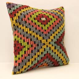 Vintage Kilim Pillow Covers Boho Big Pillow 20x20 Bohemian Cushion Vintage Pillows Sofa 4Ef-270 - thumbnail 2