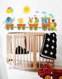 Train Wall Decals For Boys Room, Kids Room Walls, Baby Boy Nursery Decals With Animals, Playroom - thumbnail 3
