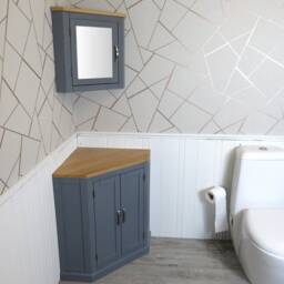 Bathroom Vanity Unit Free Standing Grey Painted Corner Cabinet 501Bg - thumbnail 3
