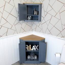 Bathroom Vanity Unit Free Standing Grey Painted Corner Cabinet 501Bg - thumbnail 2