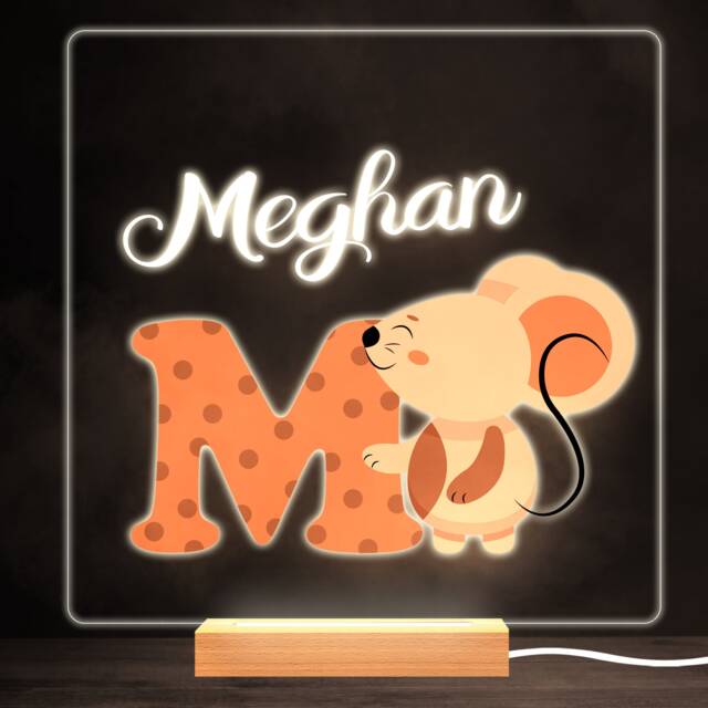 Animal Alphabet Letter M Colourful Square Personalised Gift Led Lamp Night Light - Bedroom - image 1