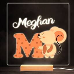 Animal Alphabet Letter M Colourful Square Personalised Gift Led Lamp Night Light - Bedroom - thumbnail 1