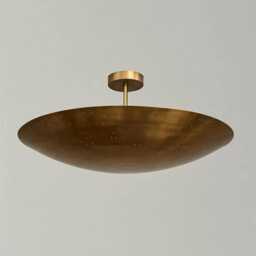 Mid Century Style 6 Light Ceiling Flush Mount Pendant Brass Perforated Raw Finish Fixture Handmade - thumbnail 1
