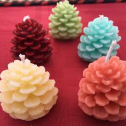 Beeswax Pinecone Candle Set, Small Colored Candles, Set Of 4 - thumbnail 3