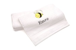 Embroidered Kids Towel Personalized Bee Design, Turkish Cotton - thumbnail 1