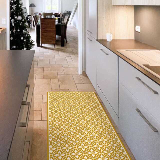 Kitchen Rug Vintage, Linoleum Rug, Vinyl Carpet, PVC Mat - image 1