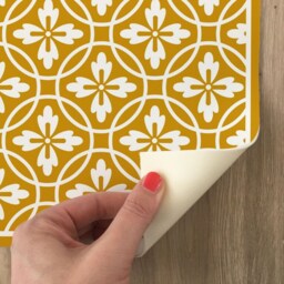Kitchen Rug Vintage, Linoleum Rug, Vinyl Carpet, PVC Mat - thumbnail 3
