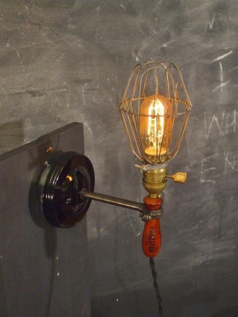 Vintage Industrial Lamp - Cage Light With Wall Mount Trouble Sconce Lighting Pendant - image 1