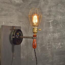 Vintage Industrial Lamp - Cage Light With Wall Mount Trouble Sconce Lighting Pendant - thumbnail 3