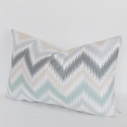 Decorative Lumbar Pillow Cover White Cotton Chevron Zigzag - thumbnail 4