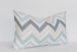 Decorative Lumbar Pillow Cover White Cotton Chevron Zigzag - thumbnail 1