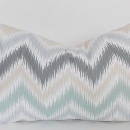 Decorative Lumbar Pillow Cover White Cotton Chevron Zigzag - thumbnail 2