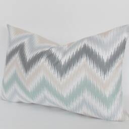 Decorative Lumbar Pillow Cover White Cotton Chevron Zigzag - thumbnail 3