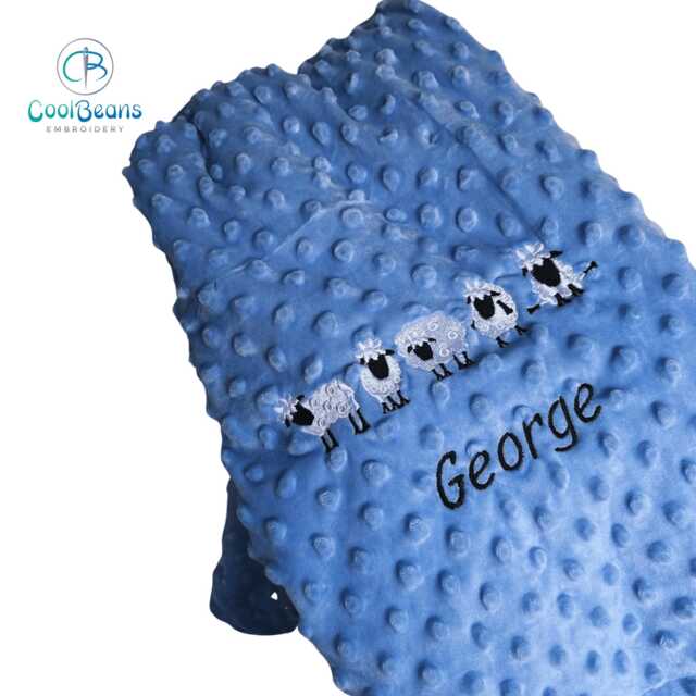 Sheep - Bubble Baby Blanket Embroidered Personalised 95cm X 75cm - image 1