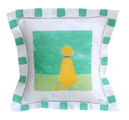 Golden Retriever Or Black Lab Personalized Linen Beach Pillow - thumbnail 1