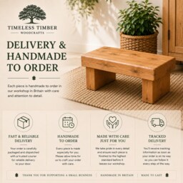 Chunky Solid Timber Step Stool - Handmade Wooden Bathroom Kitchen Kids Plant Stand 4.5cm Thick Pine - thumbnail 4
