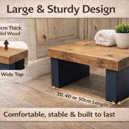 Wooden Step Stool 22cm Width - 19cm Height Kids Compact Bathroom Kitchen Solid Wood Toddler Handmade UK - thumbnail 2