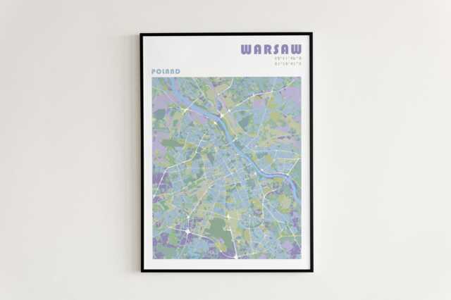 Warsaw Travel Map Poster in Different Colors & Sizes - Poland Travel Wall Art - image 1