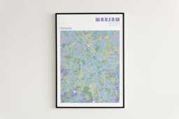Warsaw Travel Map Poster in Different Colors & Sizes - Poland Travel Wall Art - thumbnail 1