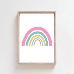 Set Of 4 Girls Nursery Prints, Rainbow Wall Art, Live Life Happy, Pink Bedroom Decor, Playroom Prints - thumbnail 3