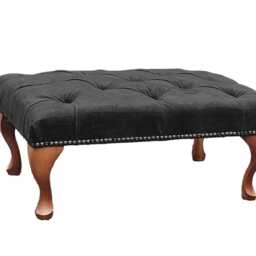 Chesterfield High Back Wing Chair & Stool - Presented in Luxury Charcoal Velvet The Kensington - thumbnail 2