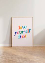 Self Love Print Poster, Yourself First Print, Positive Wall Art, Feminist Feminism Colourful Decor Cute Gift - thumbnail 1