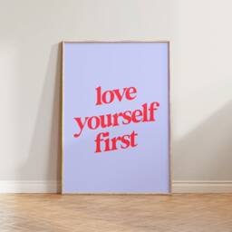 Self Love Print Poster, Yourself First Print, Positive Wall Art, Feminist Feminism Colourful Decor Cute Gift - thumbnail 3