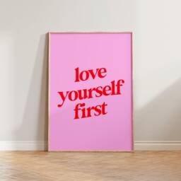 Self Love Print Poster, Yourself First Print, Positive Wall Art, Feminist Feminism Colourful Decor Cute Gift - thumbnail 2
