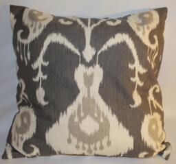 Magnolia Java Ikat Decorative Throw Pillow Cover Accent Toss in Pewter 14x14 16x16 18x18 20x20 22x22 Blue Brown Grey Tan Khaki Golden - thumbnail 1
